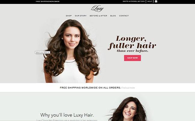 E-Commerce examples - Luxy Hair