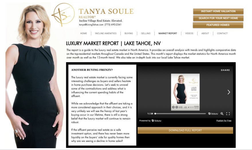 Tanya Soule on a Living Tahoe webpage with an article on mortgages and borrowing.