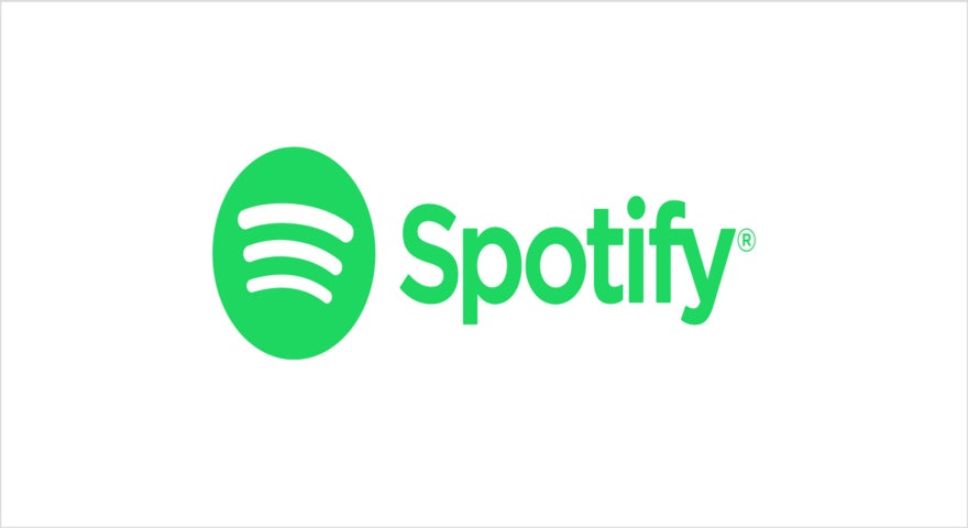 A green Spotify logo against a white background