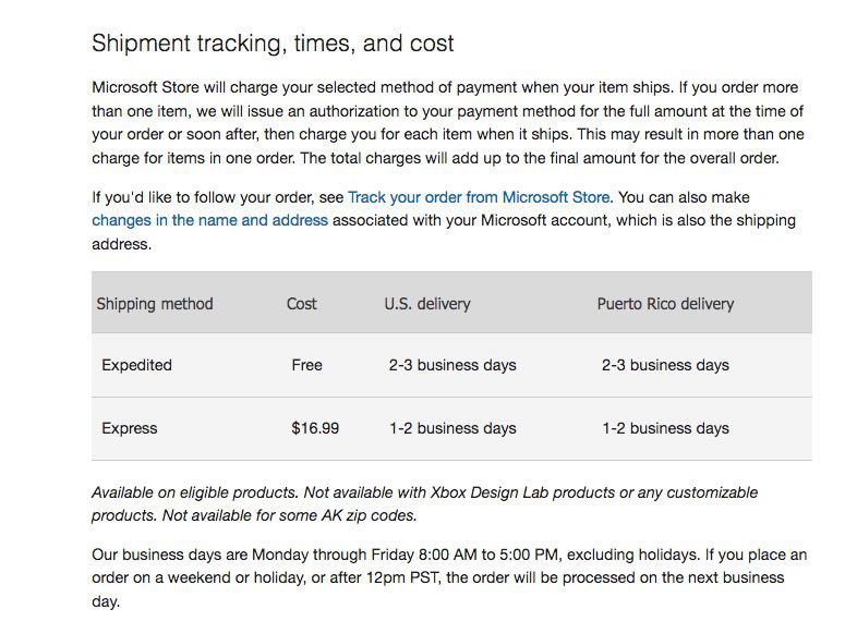 Microsoft shipping options best practices