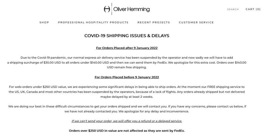 shipping best practices delays messaging oliver hemming