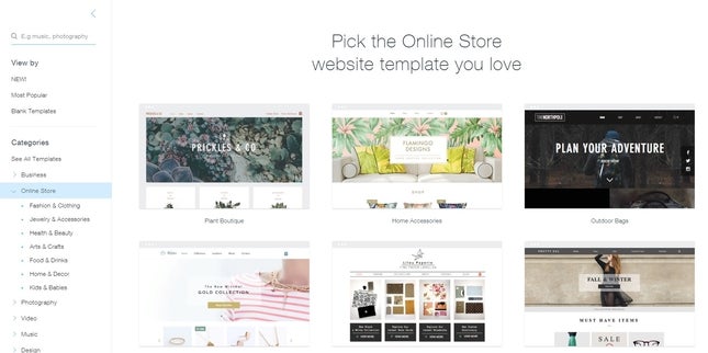 wix online store templates