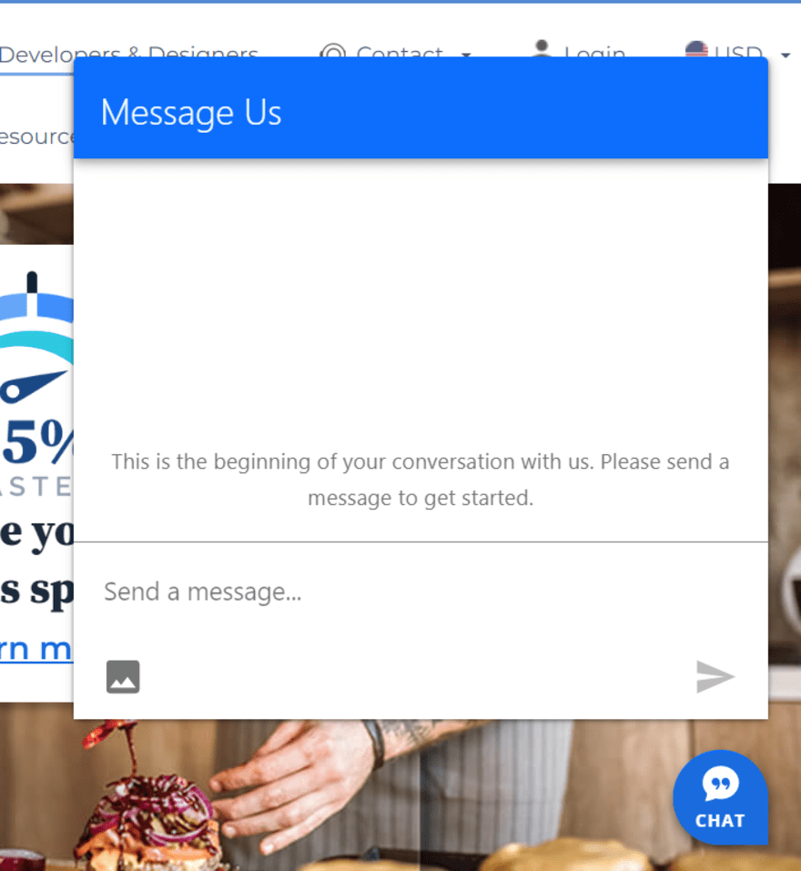 Bluehost live chat pop up with no messages