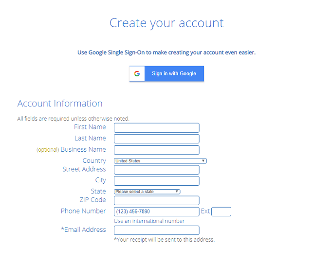 Creating a Bluehost account
