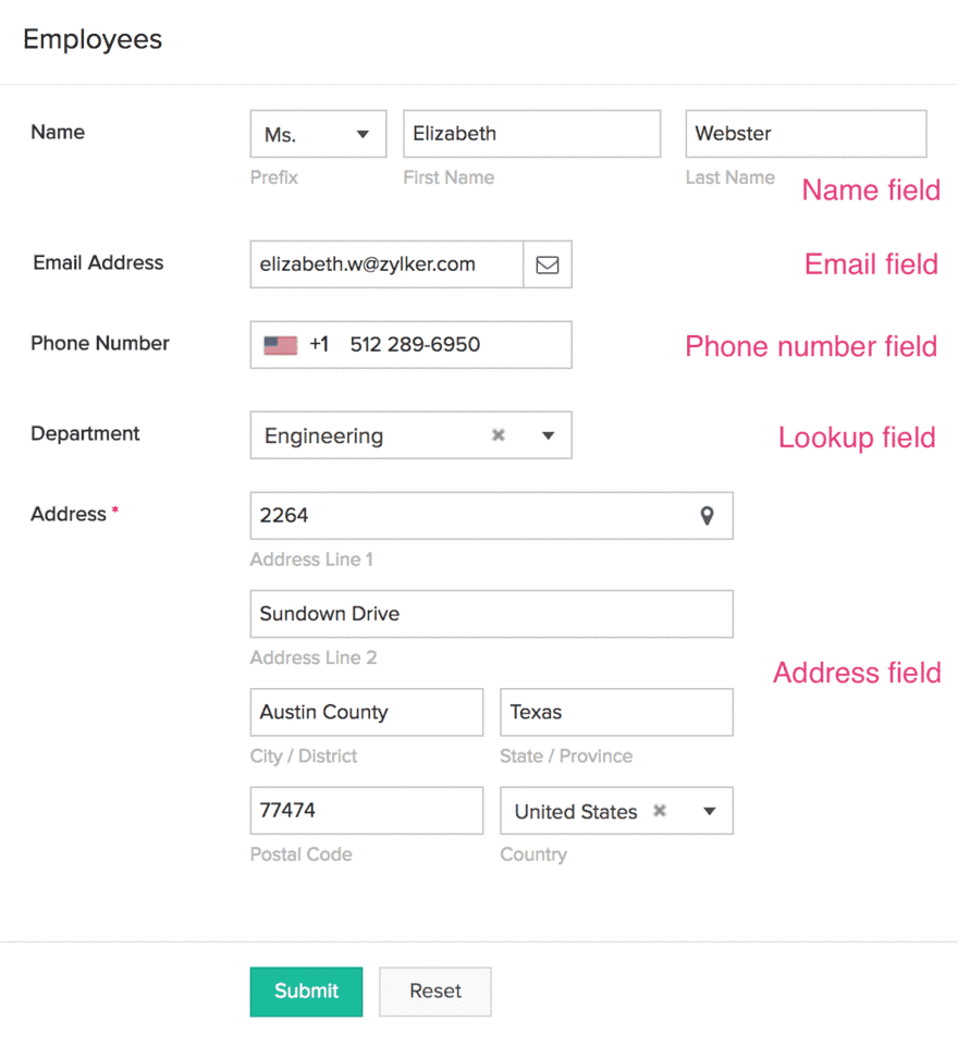 Completed form to track conversion rates with example information