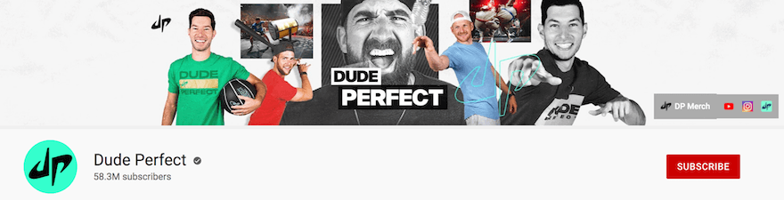 YouTube channel header for Dude Perfect