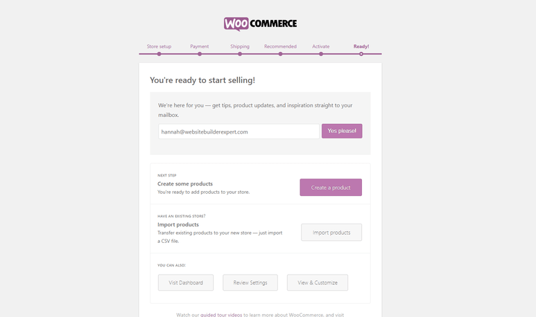 End of configuring WooCommerce
