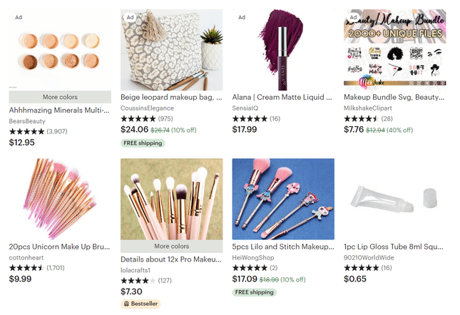 etsy makeup results page