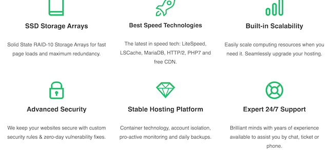 Green Geeks Django hosting benefits screenshot