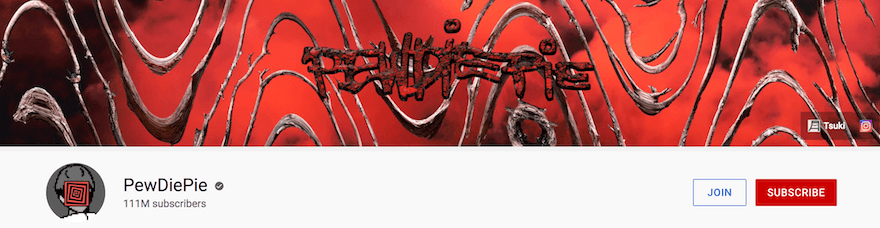 YouTube channel header for PewDiePie