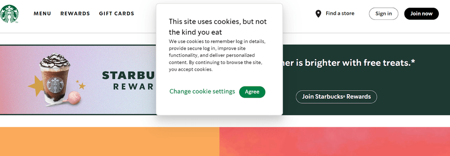 privacy policy starbucks cookies example