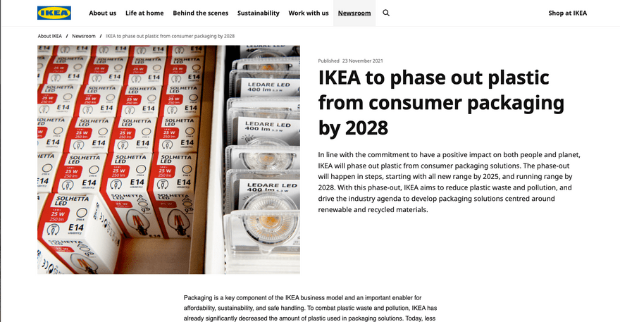 sustainable packaging example ikea