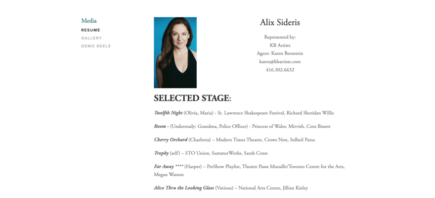 Alix Sideris resume page
