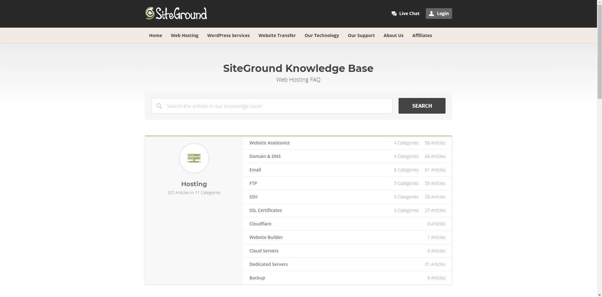 SiteGround review knowledge base