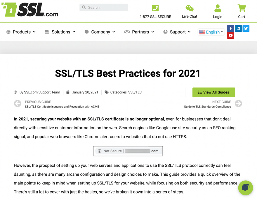 Article on SSL.com explaining the best practices of SSL and TLS