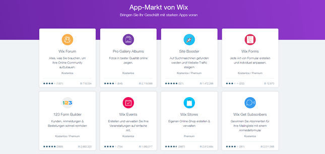 wix bewertung app markt